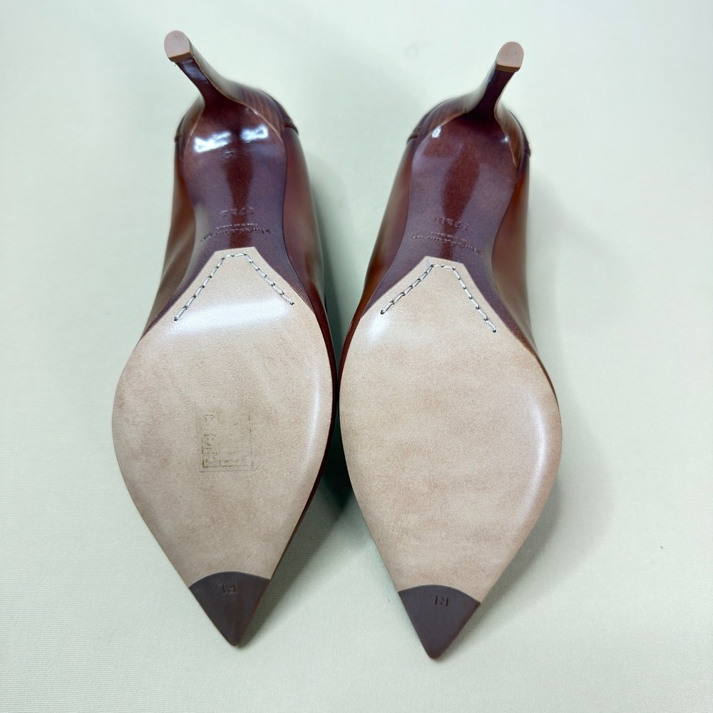 NEW Ralph Lauren Purple Label Sibylle Heels EU37.5 US7.5 Brown Burnished Leather - Picture 5 of 12